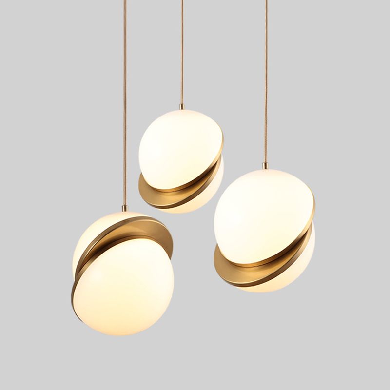 Lampe suspendue en bronze en acrylique dans un style artistique moderne électroplate Copper Globe Pendant Light