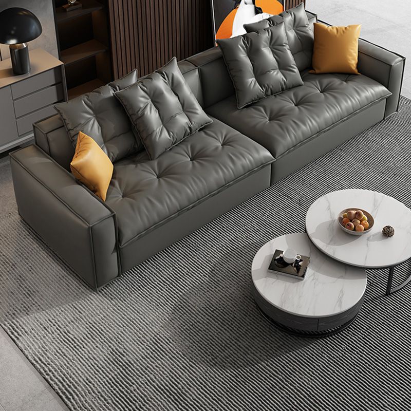 Mid Century Modern Seating with Pillows Sofa Tuxedo Arm in Gray