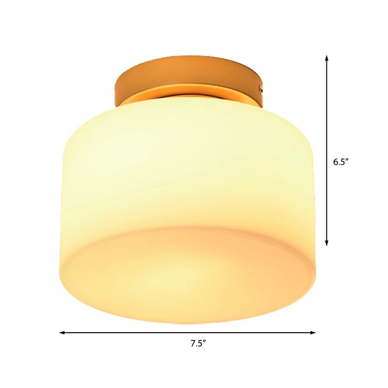 Cuadrado de vidrio de Opal/Cilindro de descarga de cilindro de luz simple 1 Accesorio montado en el techo de luz en blanco