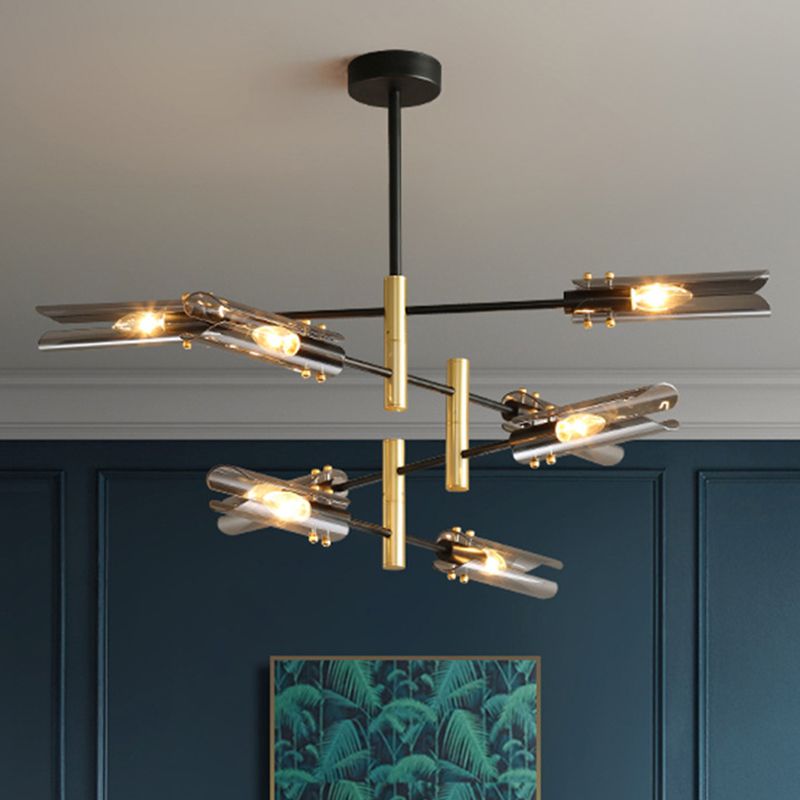 Glazen geometrische hanglamp in moderne creatieve stijl smeedijzeren kroonluchter voor eetkamer