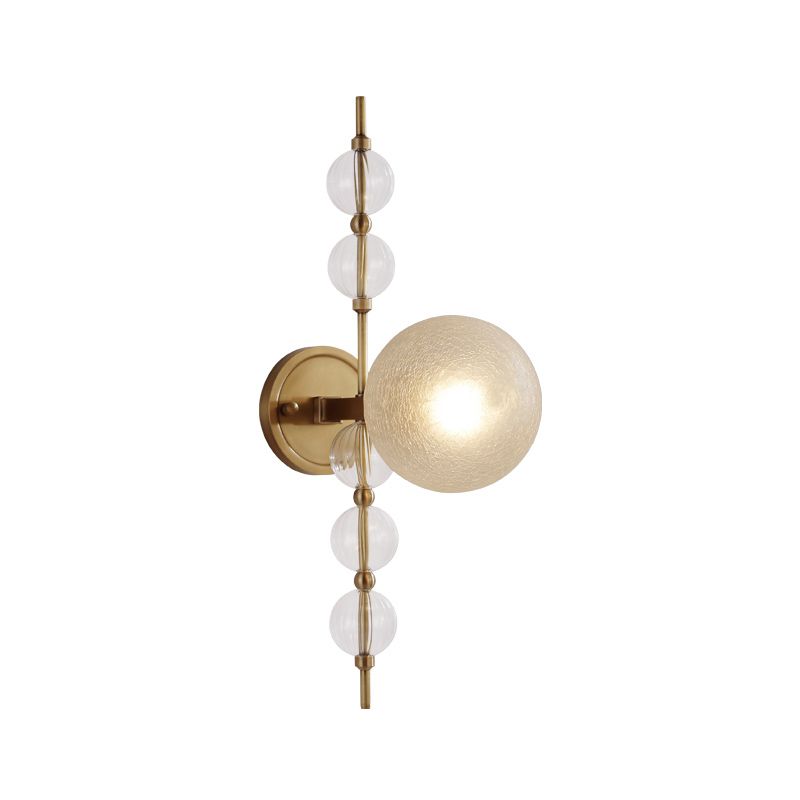 Crackle Glass Round Wall Lighting Modern 1 Bulb Sconce Light Fixture in Gold for Living Room