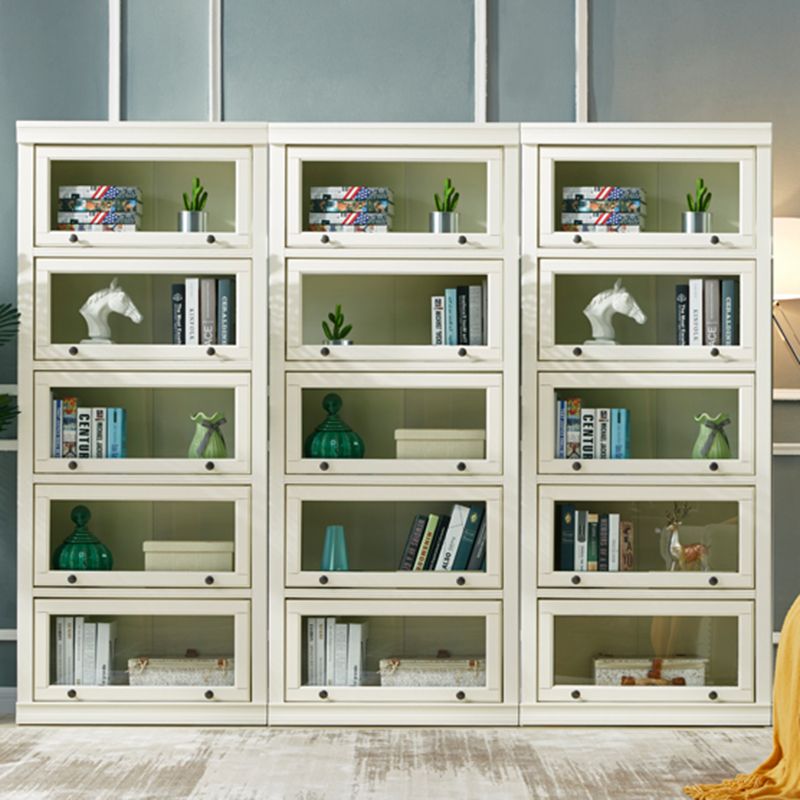 Contemporary Wooden Bookshelf White Standard Shelf Bookcase for Home Office