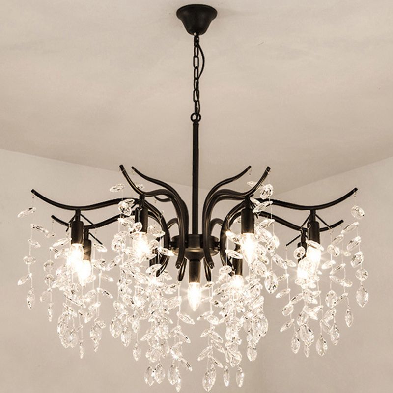 Branches Shaped French Style Crystal Pendant Light Multi-lights Dining Room Lighting Fixture with 17.7" Suspension Chain
