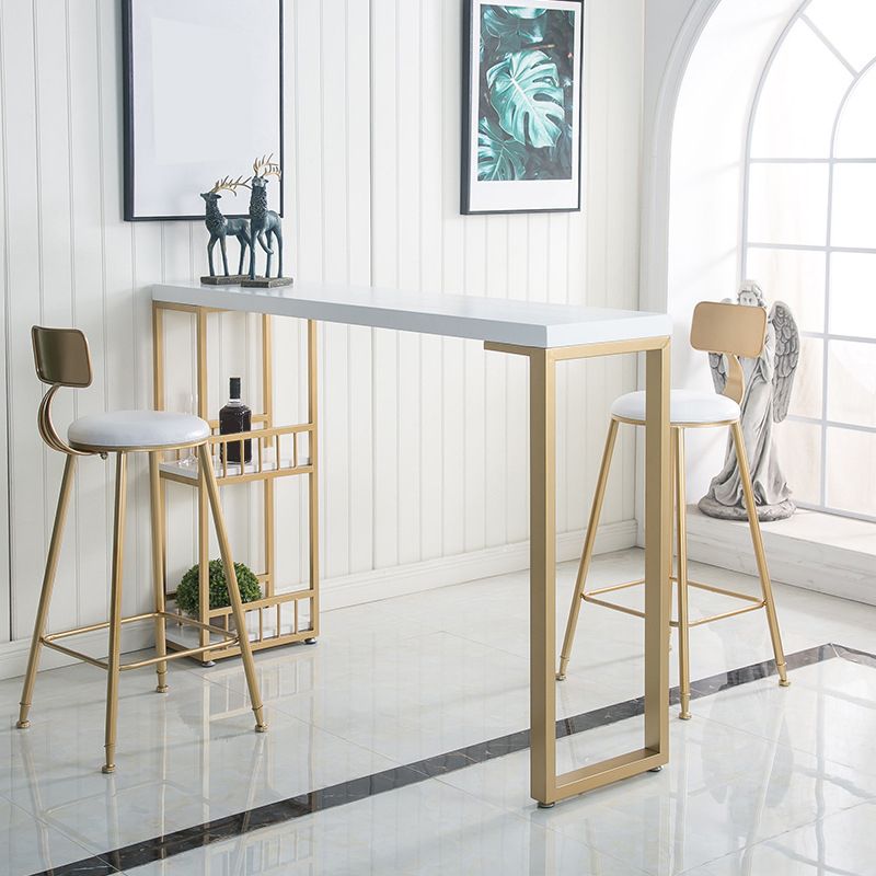 Glam Bar-height Table Solid Wood Top Bistro Pub Table with 2 Shelves