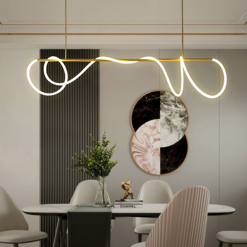 Minimalism Nordic Style LED Island Light Soft Silicone Lampshade Home Decorative Lighting Fixture in Gold