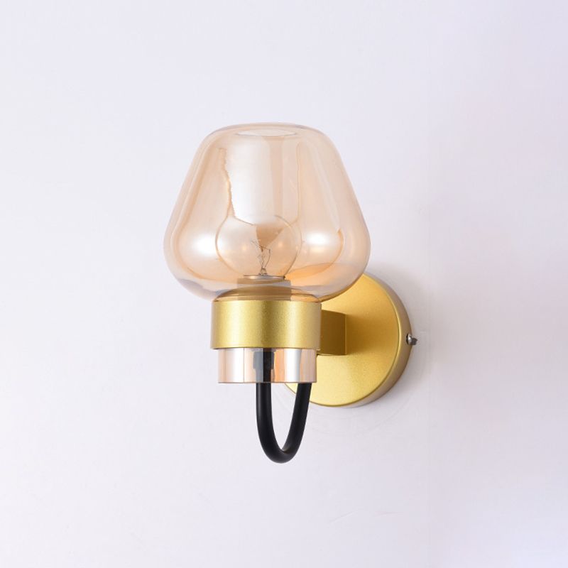 Modern Style Brass Wall Light Bowl Wall Sconce with Glass for Living Room