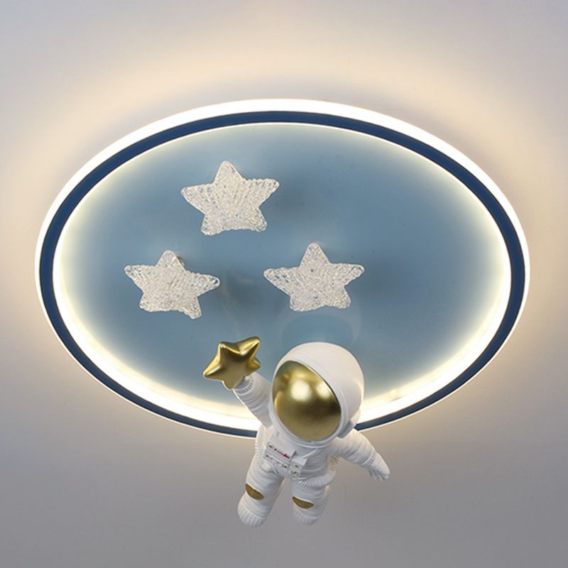 Astronaut Shape Flush Light Modern Style Metal 4 Lights Flush Mount for Bedroom
