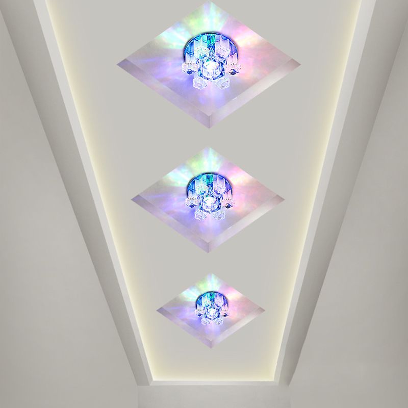 Mushroom Shaped Crystal Downlight Modern LED Flush Mount Recessed Lighting for Hallway