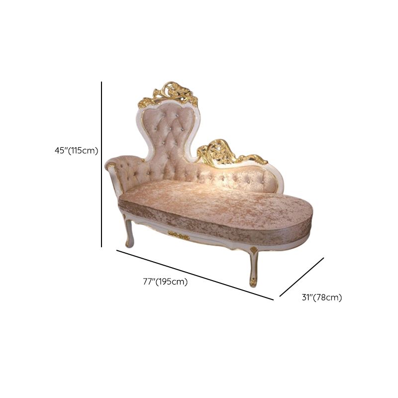 Glam Upholstered Chaise Lounge Couch Rolled Arms Chaise Lounge Chair