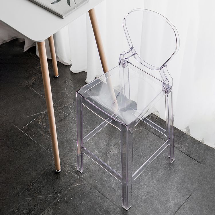 Industrial Backrest Armless Counter Stool Plastic Bar Stool with 4 Legs