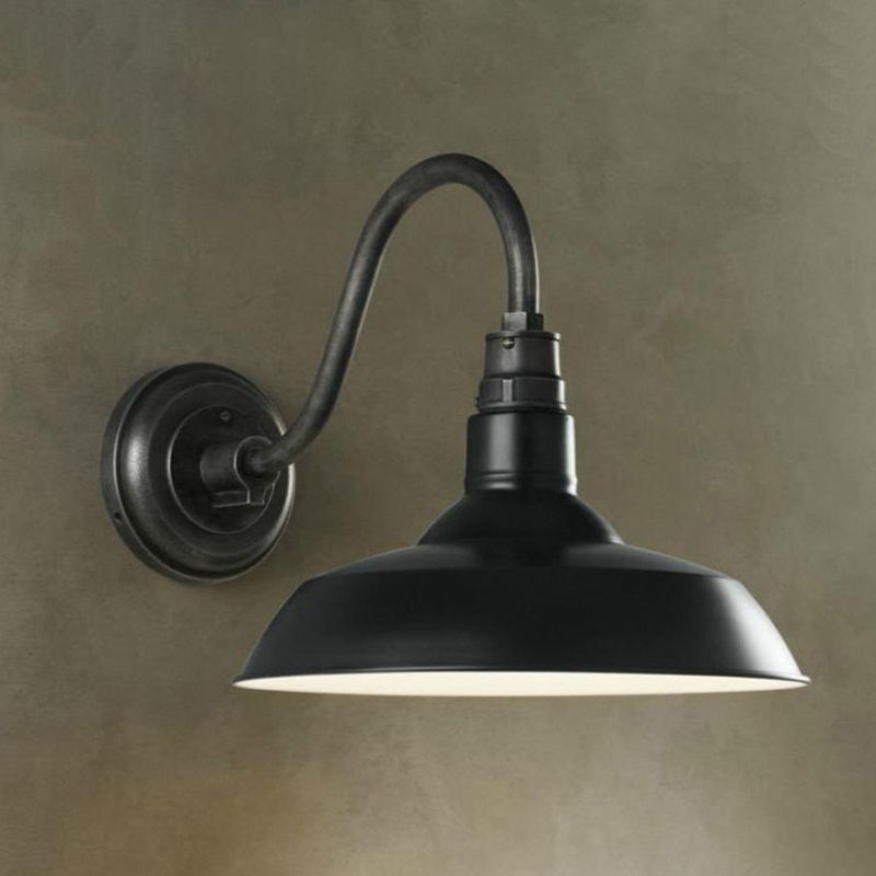 Industrial 1 Light Wall Light Fixture with Metallic Shade for Restaurant
