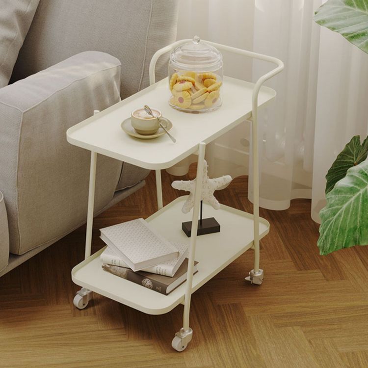 Rectangular Metal End Table with Casters Glam 22.8" Tall Side Table with Shelf