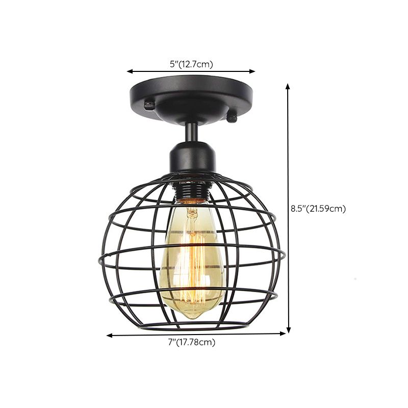 Modern Flush Mount Lighting Metal 1-Light Ceiling Lighting in Black