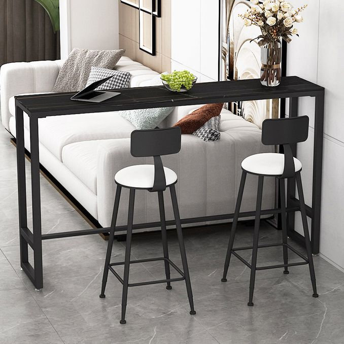 Trestle Base Bar Table Modern Rectangle Sintered Stone Bar Table