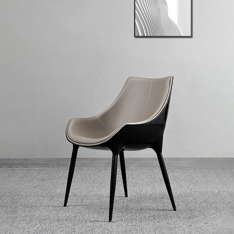 Sillas de comedor estilo moderno Sillas auxiliares con brazos de cocina y patas de metal (juego de 2)