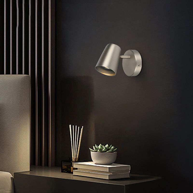 Modernism Single Nickel/Black/White Wall Mounted Sconce Mrtal Shaded Wall Light