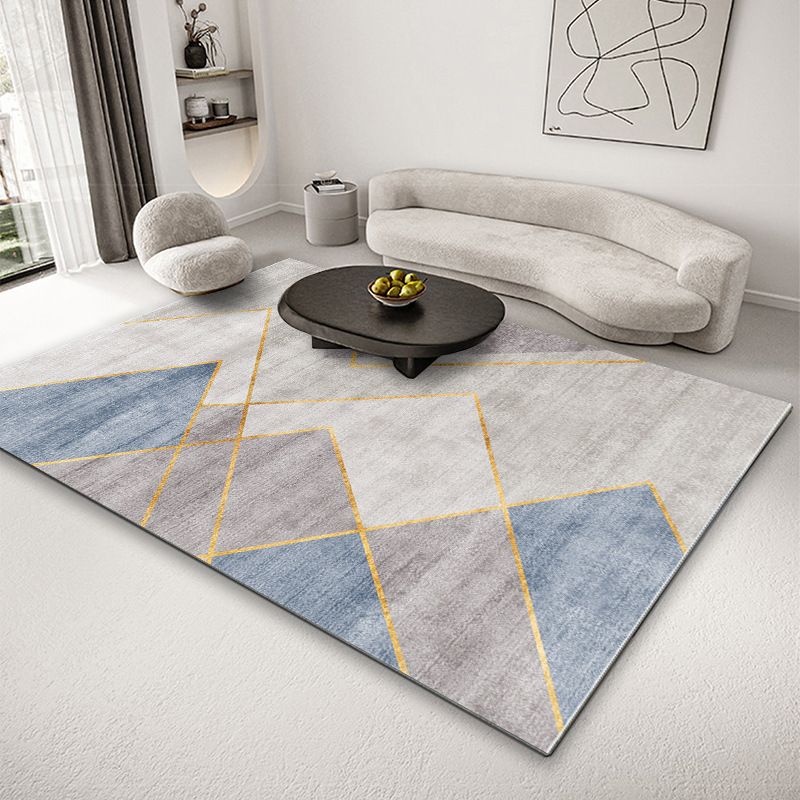 Geometric Pattern Rug Rectangle Shape Stain Resistant Shape Rug for Home Decor