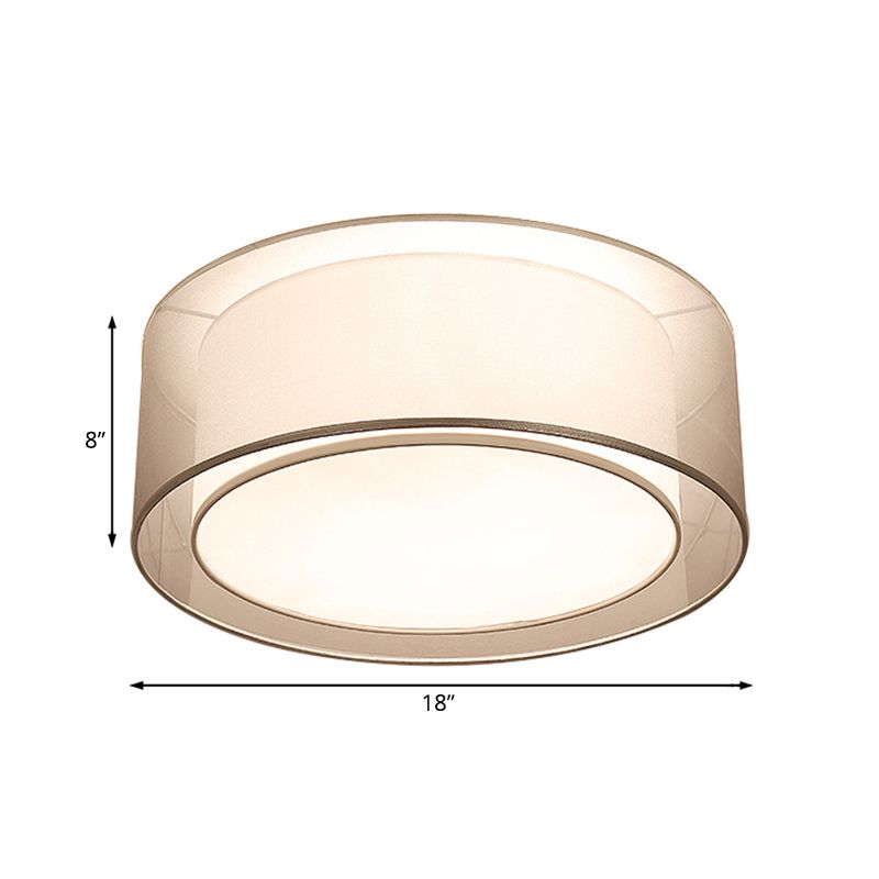 18"/19.5" Wide Drum Fabric Flush Mount Modernist 4 Lights Silver/Coffee Flush Mount Light Fixture for Bedroom