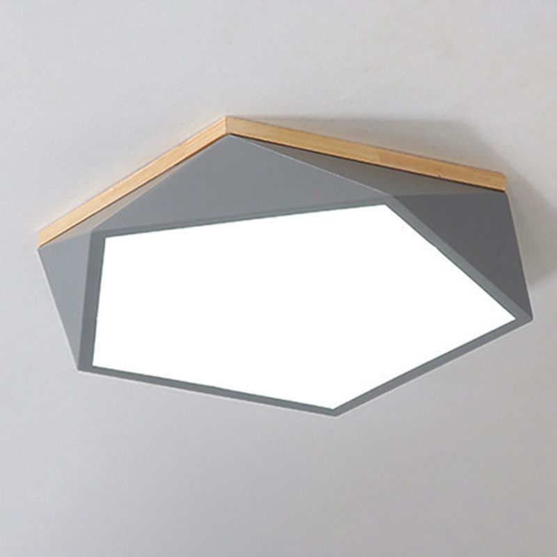 Moderne minimaliste LED géométrique Flush Mount Wrought Iron Ceiling Light with Acrylic Shade