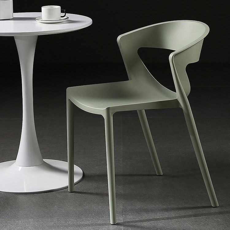 Silla lateral de comedor con respaldo abierto de estilo escandinavo, silla sin brazos de comedor de plástico para el hogar