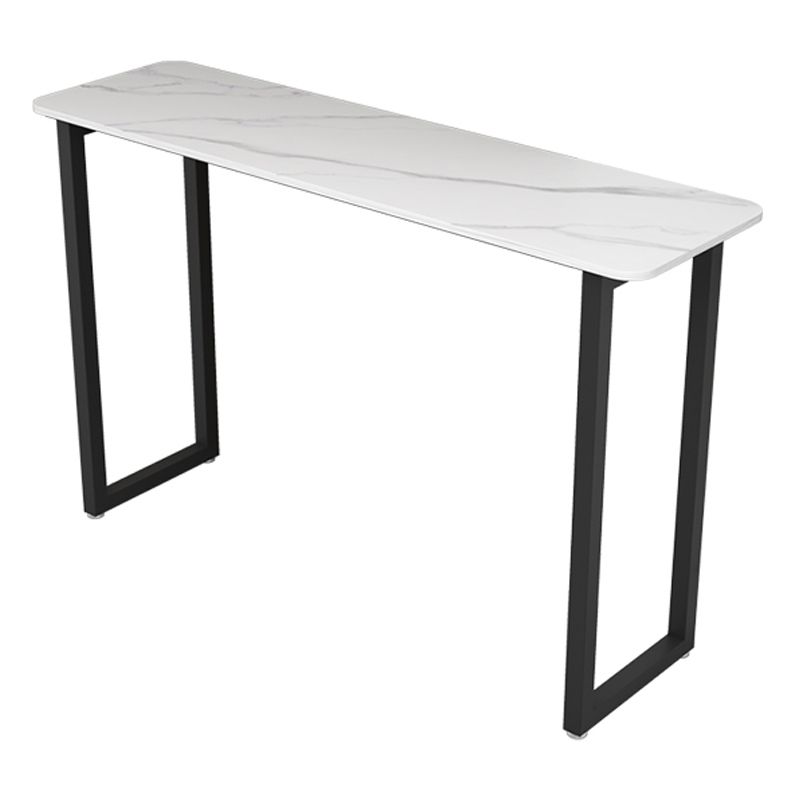 Modern Style Bar Table 42-inch Height Stone Top and Metal Pedestal Bistro Table