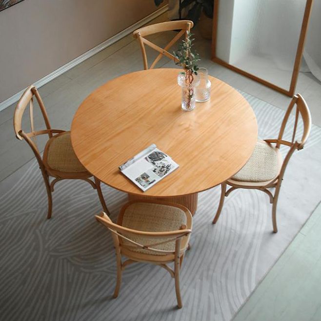 Minimalist Round Dining Table Set 1/2/3/4/5/7 Pieces Pine Dinette Set