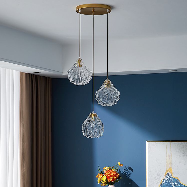 Luxury Clear Glass Cluster Pendant Light,Minimalist 3-Light Multi Pendant Ceiling Light Fixture