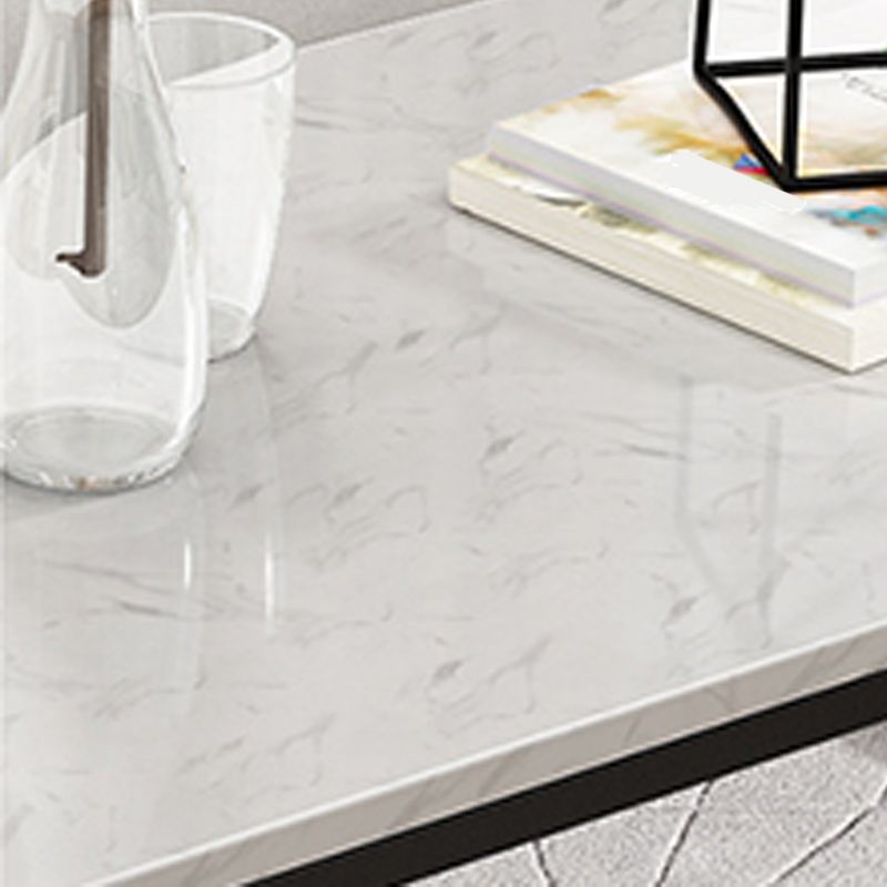 Stone Rectangular Coffee Table and Frame Coffee Table Glam Style