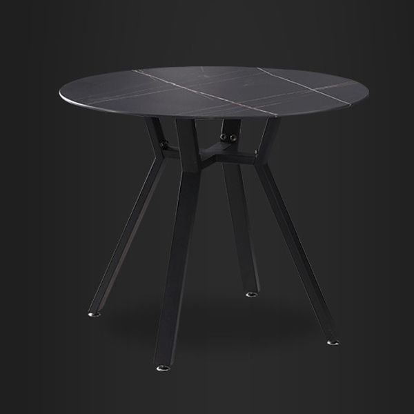 Modern Style Sintered Stone Dining Room Table Round Table with Metal Base