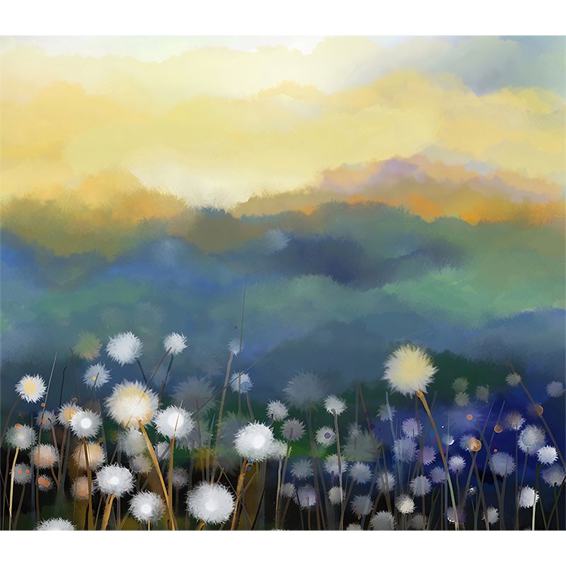 Field of Dandelion Mural Decal Contemporary Waterproof Living Room Wall Art, Customized Size