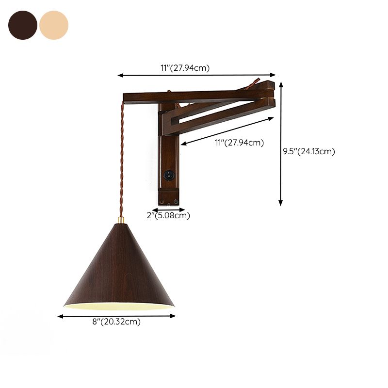 Cone Shape Wood Vanity Lamp Modern Style 1 Light Vanity Light Fixture