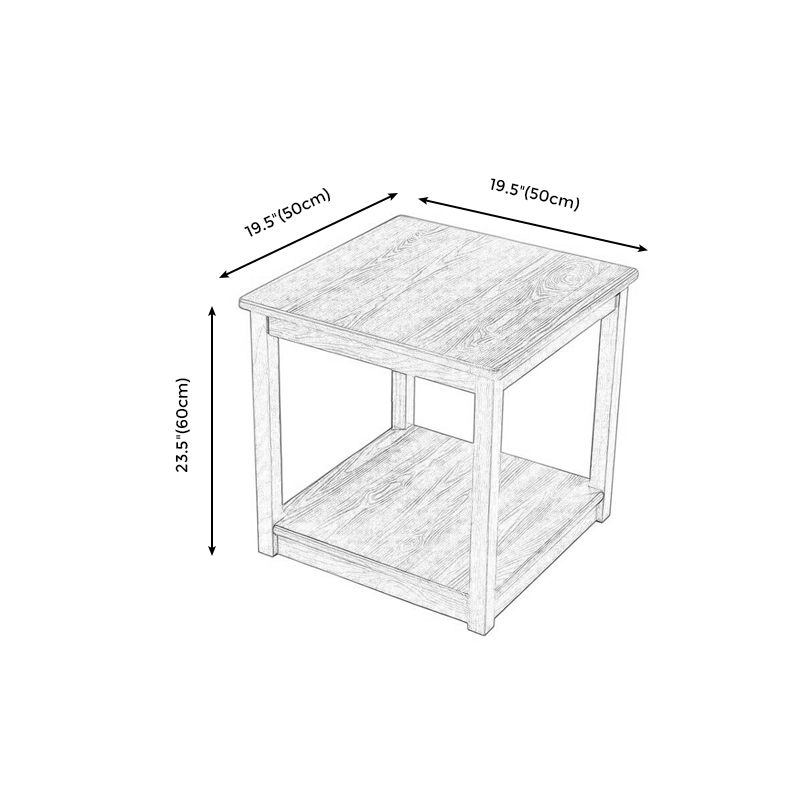 Square Wood Sofa Side Table Double Tier End Table for Living Room