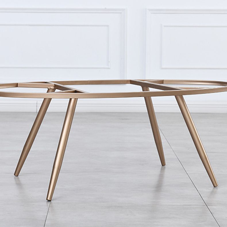 White Oval Stone Top Coffee Table with 4 Iron Legs Single Coffee Table