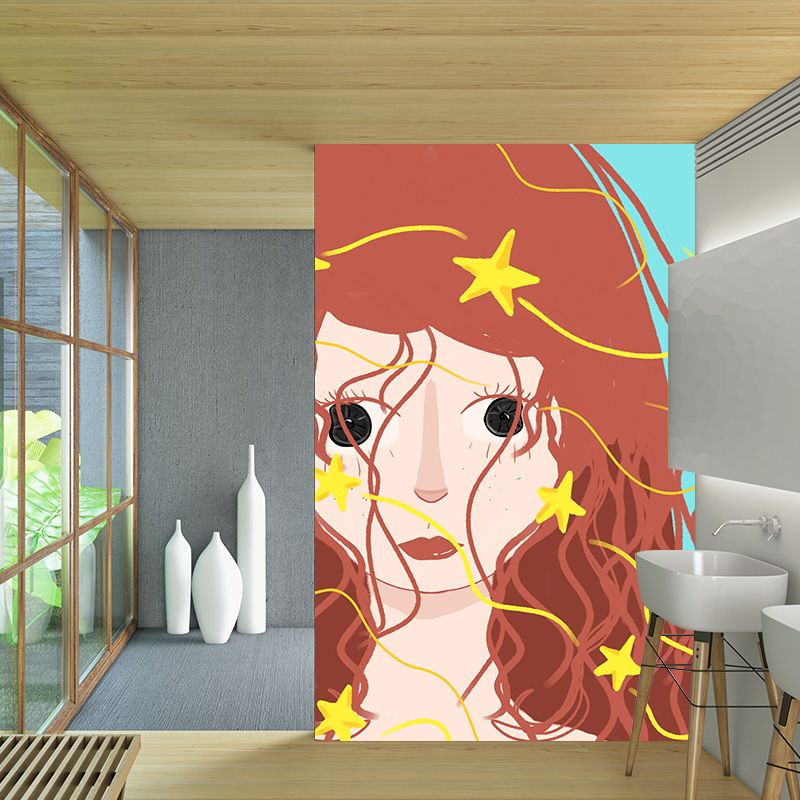 Illustration Stain Resistant Mural Wallpaper Portraiture Sleeping Room Wall Mural
