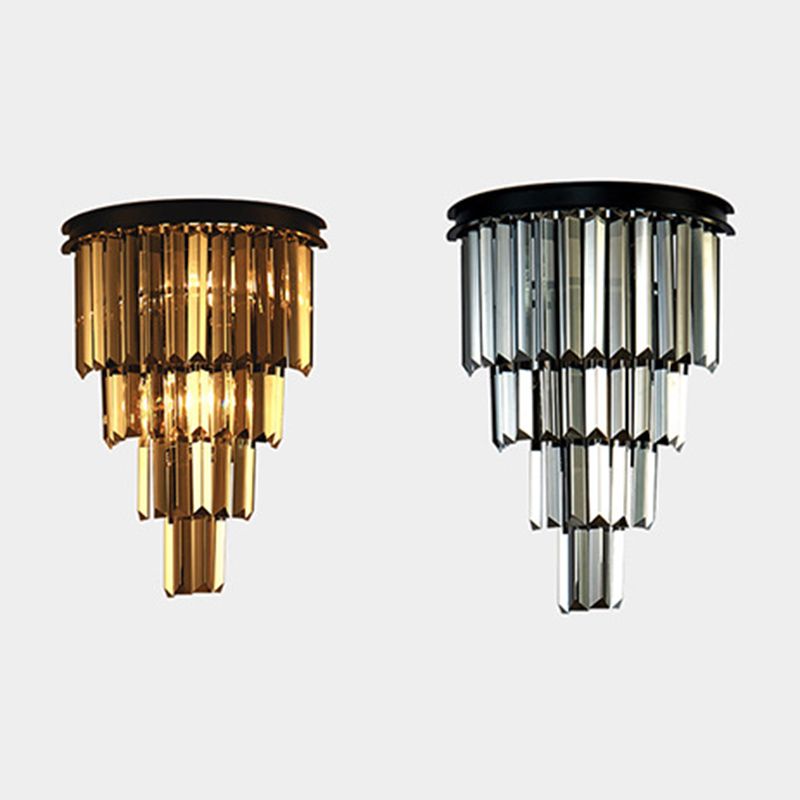 Sfonce da parete in cristallo a 2 luci in moderna lampada da parete in ferro battuto in ferro battuto per camera da letto