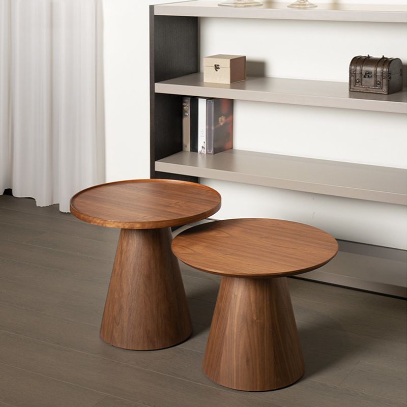 Contemporary Living Room Round Pedestal Solid Wood End Table