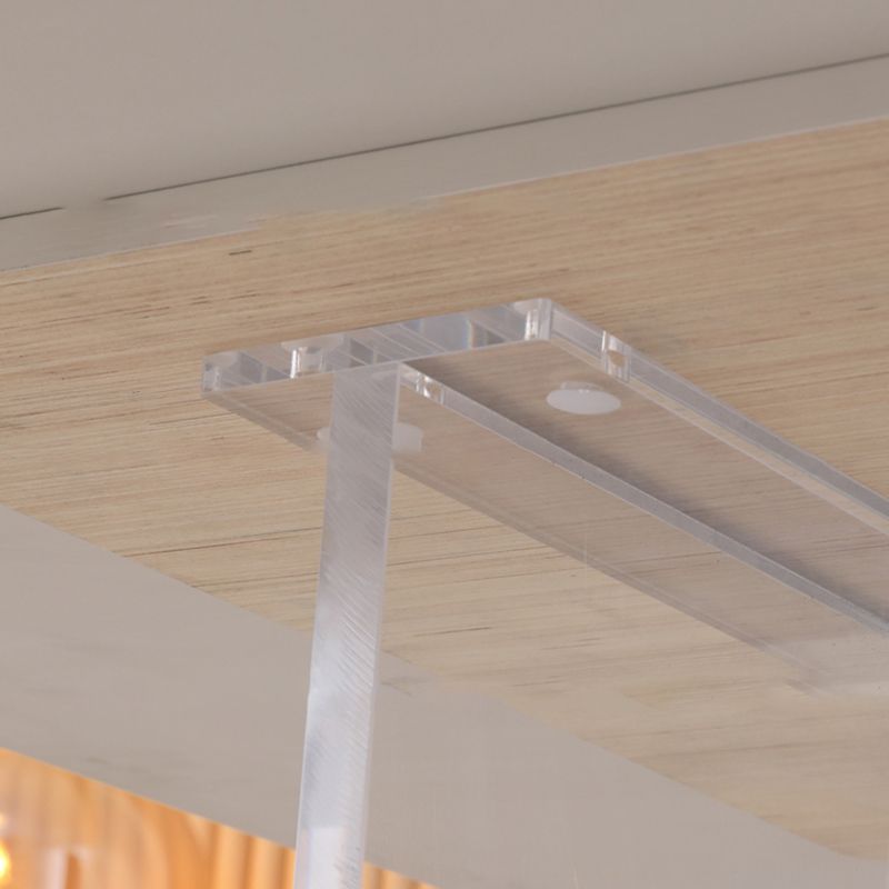 Modern Sintered Tone Top Dining Table Rectangle White with Acrylic Double Pedestal