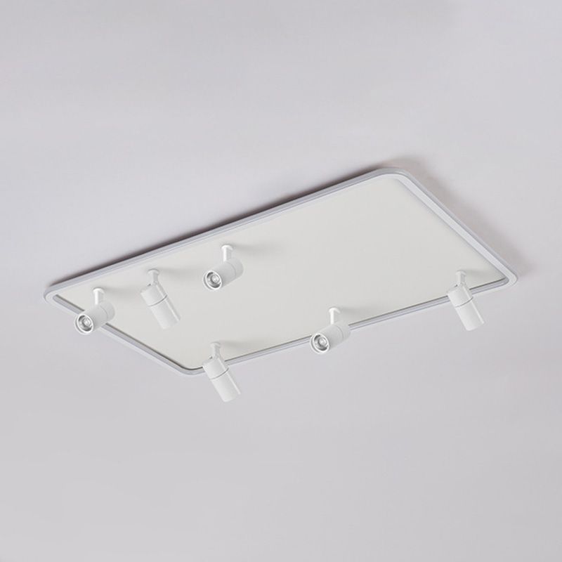 Projecteur de plafond affleurant pour salon, cadre en aluminium blanc, luminaire sur rail LED