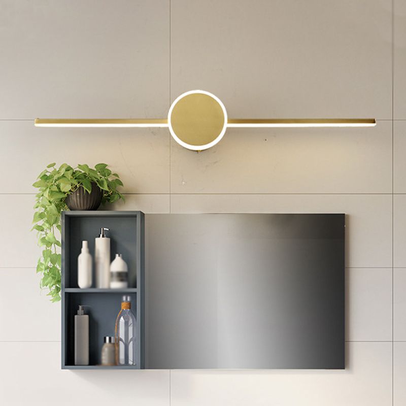 Modern Line through Cylinder Wall Sconce Metallic LED Washbasin Vanity Lighting Fixture in Gold