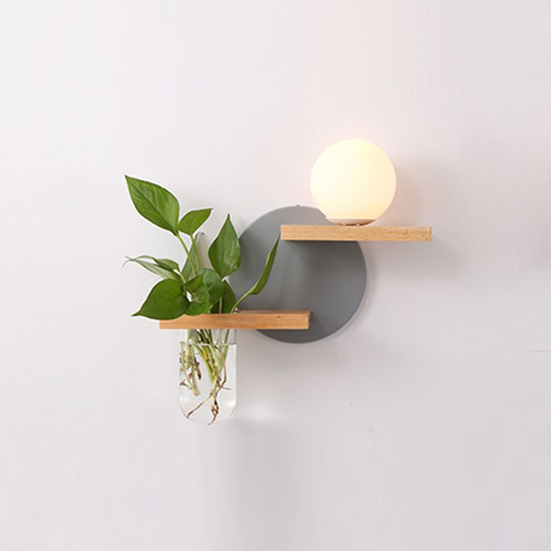 Nordische Wandmontage Lampe moderne Holzwandleuchten für Wohnzimmer (ohne Pflanzen)