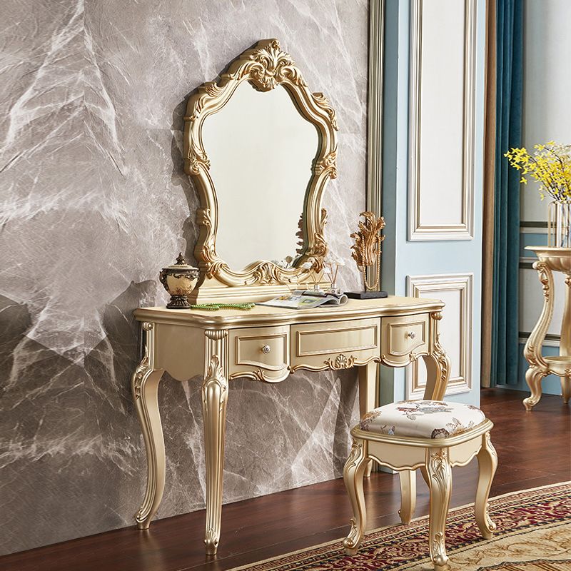 19" Wide Victorian Make-up Vanity Wooden Dressing Table with Mirror