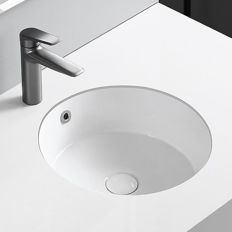 Circular Bathroom Sink Modern White Vitreous China Drop-in Bathroom Sink
