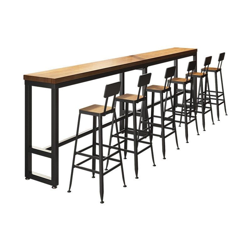 Rectangular Bar Height Table Industrial Style Bar Table with Trestle Base