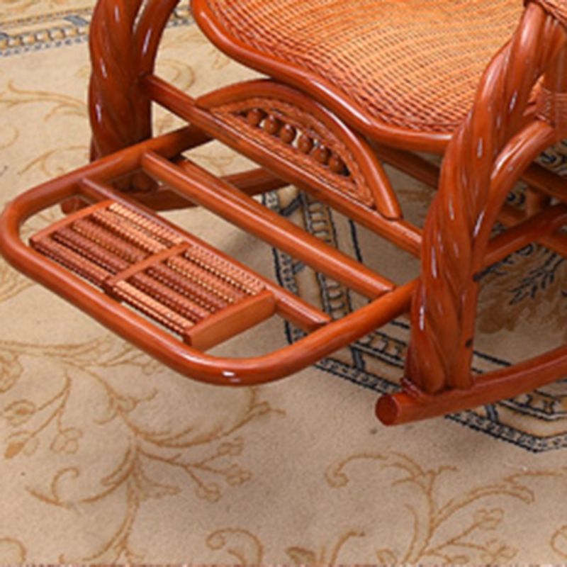 Traditional Spindle Rocking Chair Tobacco Finish with Pillow Rocker Chair Wicker