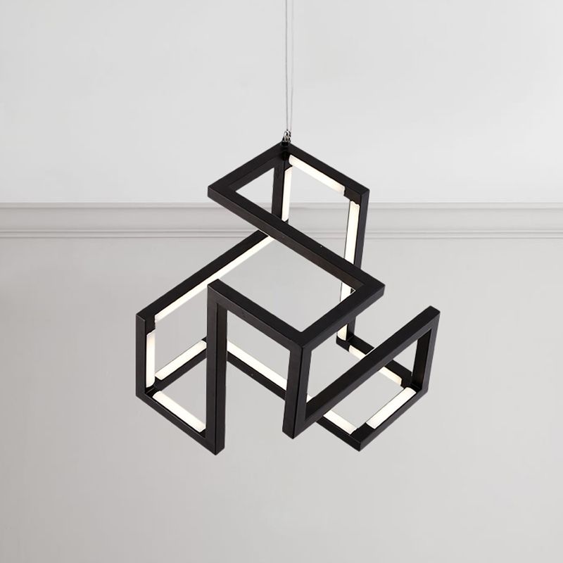 Black/White Geometric Hanging Light Nordic Stylish LED Metallic Pendant Chandelier Light for Bedroom