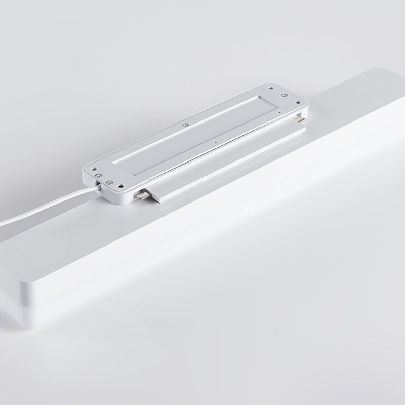 Linear Shape Metal Wall Sconce Modern 1 Light Mirror Wall Mount Light Fixture in White