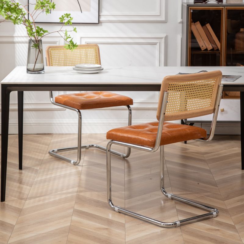 Industrial Style Side Chair Leather Open Back Indoor Dining Chair