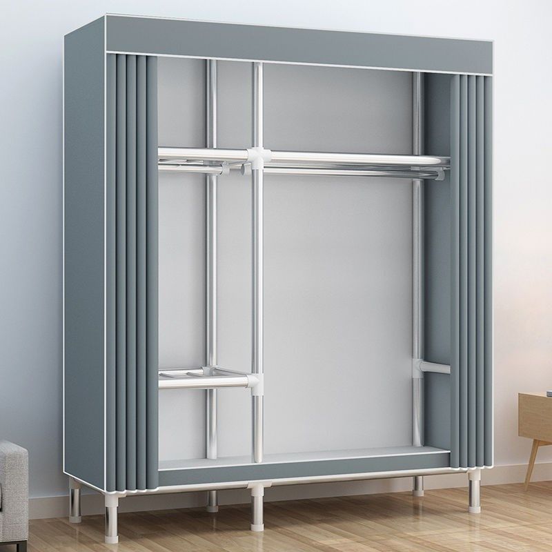 Contemporary Wardrobe Metal 1-Door Wardrobe Closet with Cloth Rod