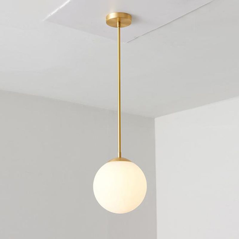 Globe Glass Pendant Light in Modern Creative Style Copper Single Hanging Lamp for Dining Room