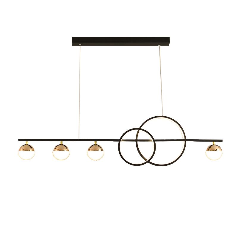 Black / Gold Contemporary Ceiling Pendant Fixture Metal and Glass Kitchen Island Light